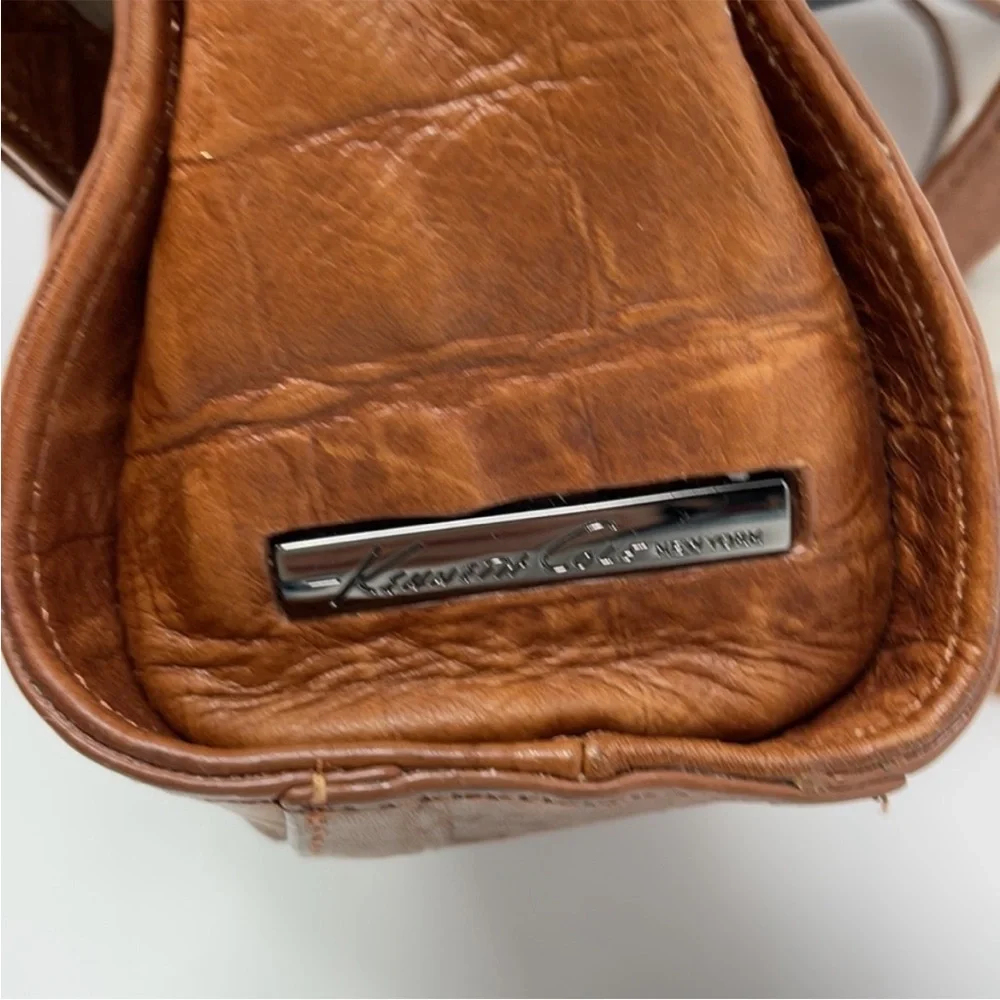 Kenneth Cole New York Brown Leather Messenger Bag Cognac